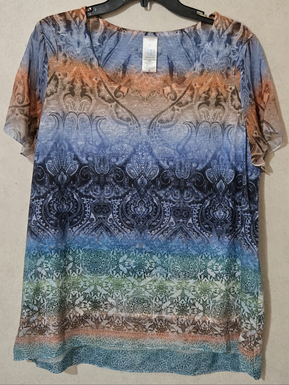 🌞SZ L MULTICOLORED SUMMER TOP - Picture 2 of 5
